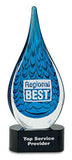 12 1/2" Blue Raindrop Art Glass Award