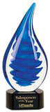 10 1/4" Blue Twist Raindrop Art Glass
