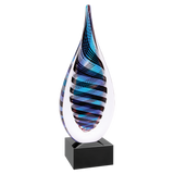 12" Blue, White & Black Twisted Rain Drop Award
