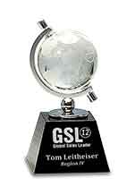 6" Crystal Spinning Globe on Black Base Award
