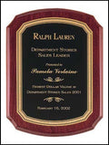 Rosewood plaque with gold rounded border