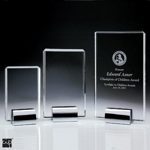 Crystal Rectangle on Clear Base Corporate Award Custom Engraved