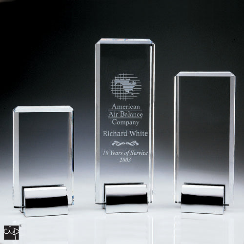 Crystal Tower Award with Chrome Base