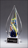Flame-Shaped Art Glass Award on Clear Glass Base