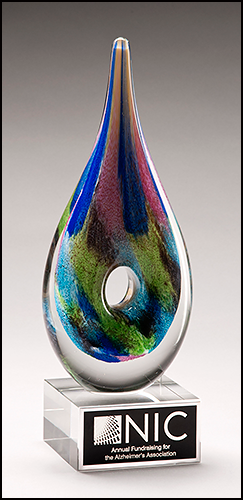 Multi-Colored Art Glass Award with Clear Glass Base
