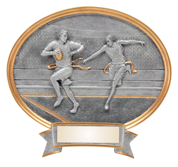 Flag Football Resin Shield Oval