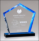 Diamond Series Acrylic Award with Blue Accent and Blue Mirror-Topped Base
