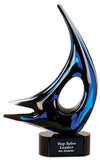 14 1/4" Blue Sail Art Glass Award