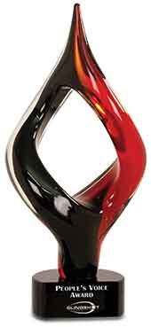 13 1/4" Red & Black Twist Art Glass Award