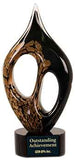 10 1/4" Black & Gold Coral Art Glass Award