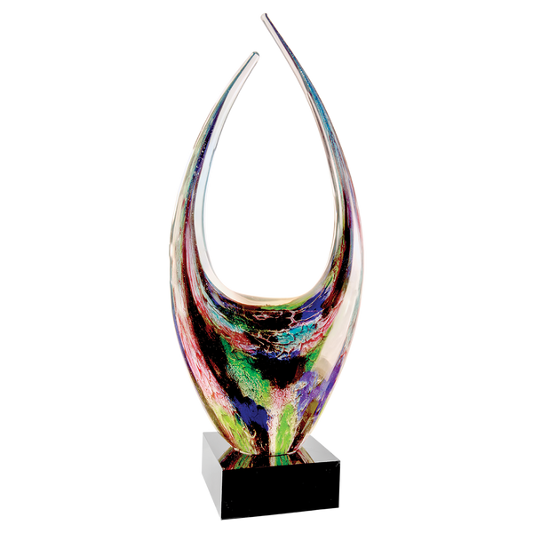 16 3/4" Dual Rising Art Glass with Square Black Base Award