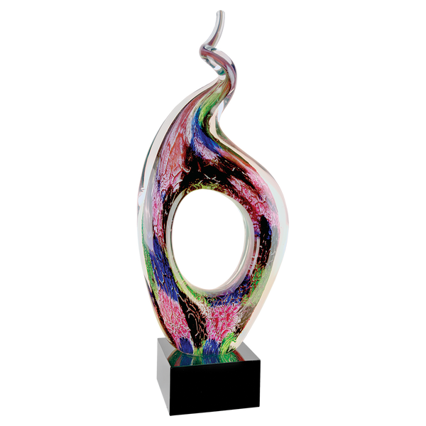 13 1/2" Twist Top Art Glass with Square Black Base Award