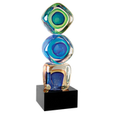 9 1/4" Stacked Blocks Art Glass with Square Black Base