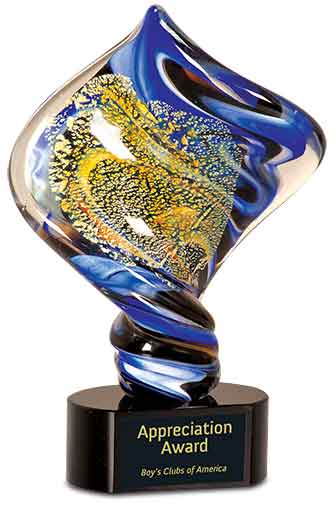 11" Diamond Twist Art Glass Award