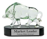 7 1/2" Clear Art Glass Bull