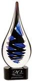 11 1/4" Black Twist Raindrop Art Glass