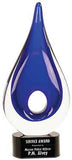 11 1/4" Blue Round Window Raindrop Art Glass Award