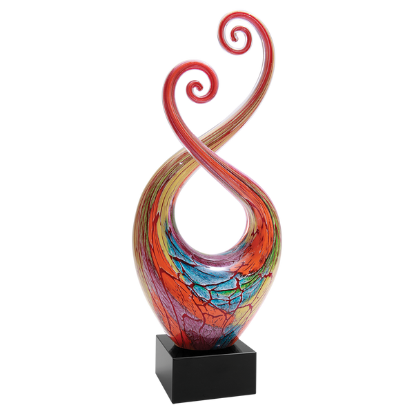 14" Multi-Color Twist Art Glass with Black Base