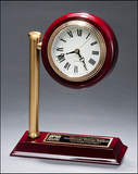 Rail station style desk clock on rosewood finish high gloss base