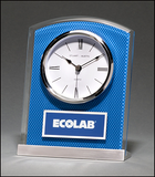 Glass Clock with Blue Carbon Fiber Design
