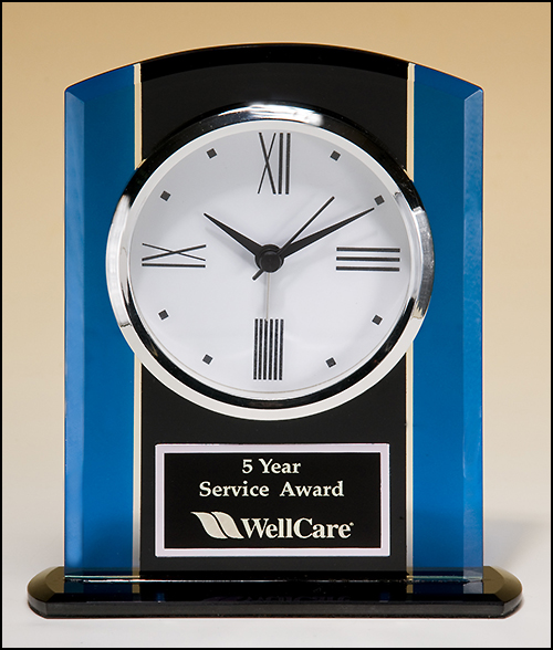 Black and blue glass clock