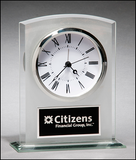 Glass clock with frosted top polished edges and base