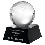 Clear Ocean Globe with Black Aluminum Base