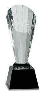 10" Clear Crystal Faceted Rising Spire on Black Base