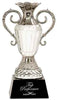 Crystal Cup with Silver Metal Handles on Black Pedestal Base
