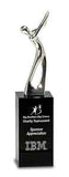 Silver Metal Golf Figure on Black Crystal Pedestal