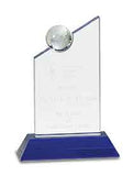 8 1/4" Clear Crystal with Inset Crystal Globe and Blue Base