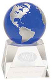 Blue Crystal Globe on Clear Crystal Base