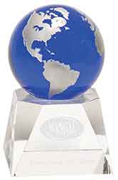 Blue Crystal Globe on Clear Crystal Base