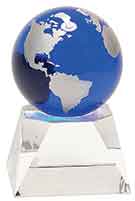 Blue Crystal Globe on Clear Crystal Base