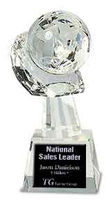8" Clear Crystal Globe in Hand