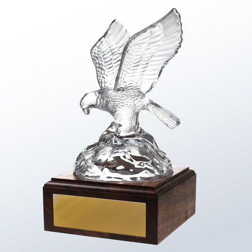 Soaring Eagle with wood base and metal plate
