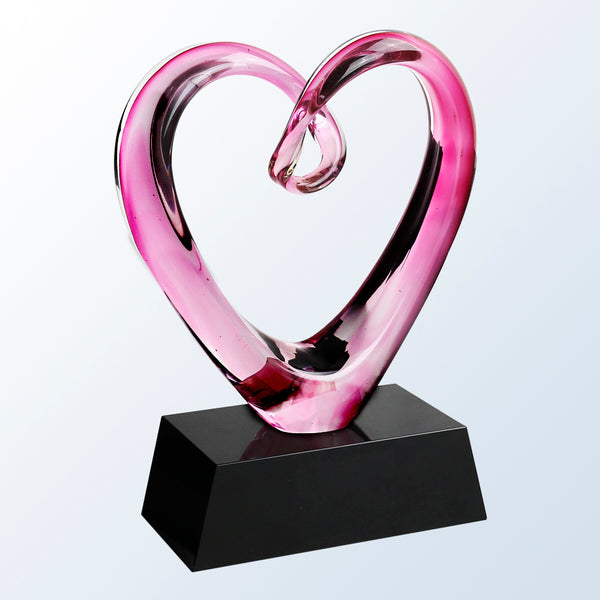 Compassionate Heart on black glass base