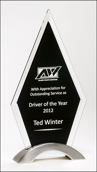 Diamond Series Award beveled glass on brushed silver aluminum base