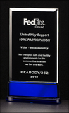 Premium Series Glass Award clear glass on sapphire blue glass base