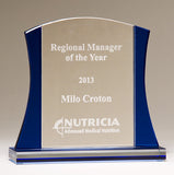 Premium Series Glass Award with blue accents