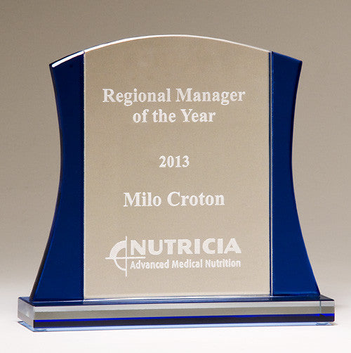 Premium Series Glass Award with blue accents