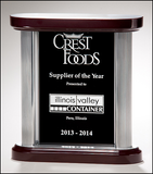 Premium Series black glass award with silver aluminum posts