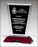 Glass Award with Black Silk Screened Center on High Gloss Rosewood Base