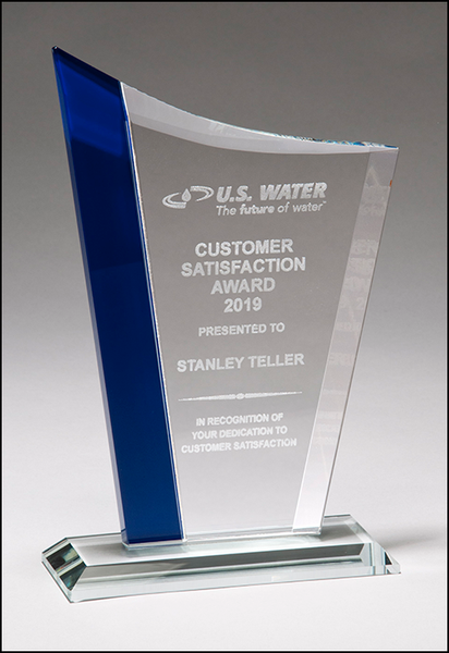 Zenith Series Jade Glass Award with Blue Glass Highlights