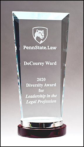 Premium Series Glass Award with Rosewood and Aluminum Base
