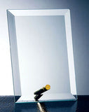 Beveled Rectangle Glass with Brass Pole