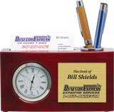 Rosewood Desk Clock & Card Holder