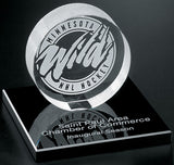Hockey Puck on Black Glass Base