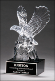 Beautiful carved crystal eagle on black crystal base