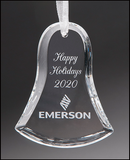 Bell Crystal Ornament with White Ribbon